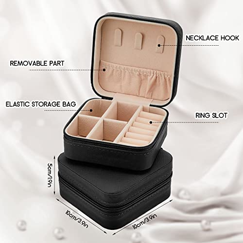 Taiyin Travel Jewelry Case, Bridesmaid Gifts Mini Jewelry Organizer, PU Leather Portable Earring Box for Women Girls - color: Black