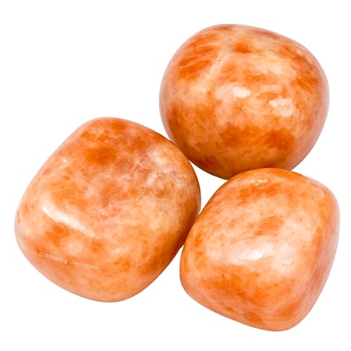 Amazing Gemstone Sunstone Crystal Tumbled Stones Polished Rocks - Natural Gem Stones for Healing - DIY Crystals for Protection (1 Piece) - color: Sunstone