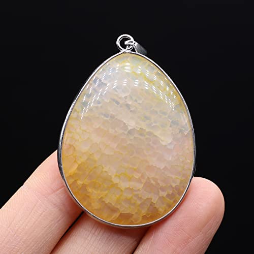 QSLLER 4pcs Natural Crystals Agate Stone Charms Big Size Water Drop Shape Pendants For Jewelry Making DIY Necklaces Earrings Accessories
