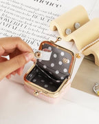 COOLYOUTH Leather Mini Jewelry Box Travel Jewelry Case Portable Small Coin Purse with Kiss Lock Travel Ring Box (Small-Purple) - color: Small-Purple