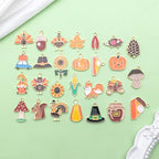 Sailanzi 27pcs Alloy Enamel Thanksgiving Series Turkey Pumpkin Mushroom Leaves Pendant Jewelry Making DIY Keychain Earrings Pendant Various Design Charms for Jewelry Making Bracelets Necklace (SN821) - color: SN821