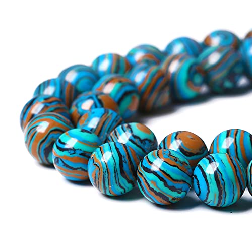 32PCS 12mm Natural Blue Malachite Stone Beads Round Loose Gemstone Beads for Jewelry Making DIY Bracelet Necklace 15 Inch,Energy Stone Healing Power - color: Blue Malachite, size: 12mm