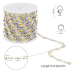 SMYHTGLIF 9.8 Feet White Daisy Chain for Jewelry Making Silver Plated Chain Bulk Roll Stainless Steel Flower Jewelry Making - color: White Silver
