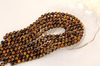 QINJIEJIE 100PCS Yellow Tigers Eye Beads 8mm Natural Stone Beads Round Loose Gemstone Bead for Bracelet Beading Crystal Jewelry Making DIY Necklace Earrings 0.32" - color: Yellow Tigers Eye, size: 100PCS