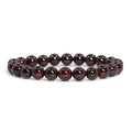 Justinstones Gem Semi Precious Gemstone 8mm Round Beads Stretch Bracelet 7 Inch Unisex - color: Red Garnet