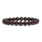 Justinstones Gem Semi Precious Gemstone 8mm Round Beads Stretch Bracelet 7 Inch Unisex - color: Red Garnet