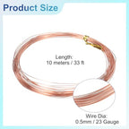 uxcell Pure Copper Wire 99.99% 24 Gauge 0.5mm 10m/33 ft Soft Craft Copper | Tarnish Resistant Jewelry Wire for Jewelry Making Beading DIY Crafts Supplies,Copper - size: 24 Gauge 0.5mm