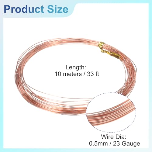 uxcell Pure Copper Wire 99.99% 24 Gauge 0.5mm 10m/33 ft Soft Craft Copper | Tarnish Resistant Jewelry Wire for Jewelry Making Beading DIY Crafts Supplies,Copper - size: 24 Gauge 0.5mm