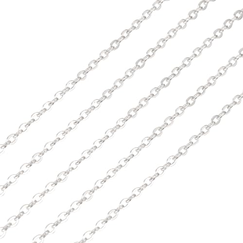 Elecrelive 3.28 Feet 925 Sterling Silver Cable Chains 1.5mm Thin Small Link Silver Necklace Permanent Jewelry Chain for Women Minimalist Necklace Bracelet Making - color: Sterling Silver,Cable Chain