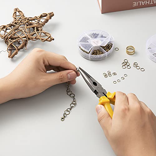 Handyman Crafts Jump Rings Kit With1000PCS Open Jump Rings 40PCS 12mm Lobster Clasps and Jump Rings Opener for Jewelry Making Keychains and Necklace Repair (Bronze) - color: Bronze