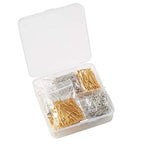 Craftdady 1600Pcs Flat Head Pins Ball Point Headpins 2 Colors Metal Wire Needle Pin Set for Earring Pendant Jewelry Necklace Bracelet Making (18mm/20mm/24-25mm/30mm) - color: Gold & Platinum, Flat & Ball Head Pins