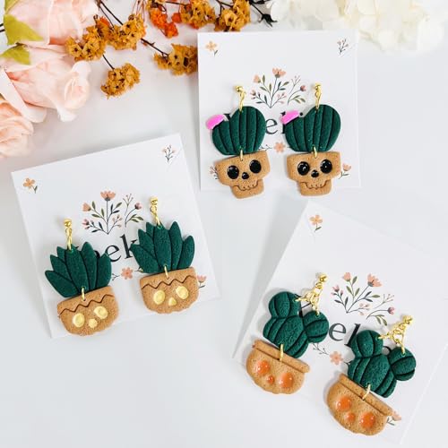 Xaekicr Halloween Cactus Polymer Clay Cutters – 6Pcs Skull Plant Clay Earring Cutters for DIY Halloween Jewelry – Cute Clay Tools for Polymer Clay Crafts - color: T color