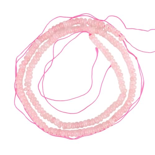 160pcs 4x2mm Natural Pink Rose Quartz Stone Disk Rondelle Spacer Semi Precious Gemstone Loose Beads for Jewelry Making 15 Inch - color: Pink Rose Quartz