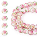 Elecrelive 40Pcs 10mm Flower Glass Beads Gold Sand Lampwork Beads White Floral Round Crystal for DIY Bracelet Necklace Earring Jewelry Making - color: Clear