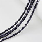 MJDCB 225pcs Small Stone Beads 3mm Blue Sandstone Round Smooth Loose Gemstone Bead for Jewelry Making Bracelets Earrings Necklaces Accessories - color: Blue Sandstone