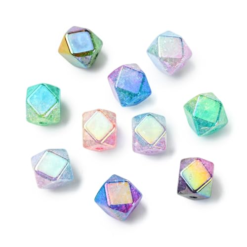LiQunSweet 10 Pcs 20MM Crackle Polyhedron Acrylic Beads Chunky Cube Loose Spacer Beads for DIY Jewelry Making Crafts Party Decorations - color: Crackle Polyhedron Acrylic Beads_10 Pcs