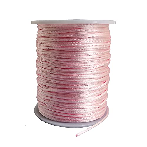 1.5mm Nylon Satin Cord Thread Beading String for Macrame Bracelets Chinese Knotting,Necklaces,Jewelry Making 109 Yards (Pink) - color: Pink, size: 1.5mm