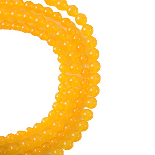 RayLineDo® 48Pcs 8mm Natural Yellow Jade Stone Round Beads Loose Beads Wholesale for Jewelry Making - color: Yellow Jade, size: 8mm
