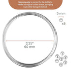 The Beadsmith Memory Wire & End Caps Set - Silver-Plated, 1 mm Thick, 2.25 in (60 mm) Diameter, 12 Bracelet Coils with 8 End Caps, Heavy-Gauge, Bracelet Making Kit, for Jewelry Making - color: Silver