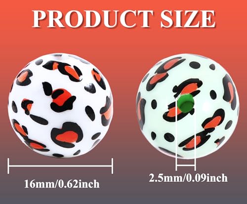 15Pcs Acrylic Beads Round 16mm Leopard Print Fit for DIY Jewelry Bracelet Necklace Keychain Beadable Pens Mobile Phone Chain Making Cute (Leopard Print-Mixed Color) - color: Leopard Print-Mixed color