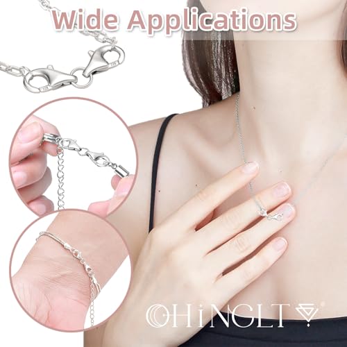 OHINGLT Double Lobster Claw Clasps 925 Sterling Silver Necklace Extender, Double End Design Necklace Clasps and Closures, Bracelet Connector Suitable for Jewelry Making - color: 2PCS 14K Gold Plated 925 Sterling Silver