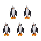 FASHEWELRY 5Pcs Handmade Ocean Penguin Lampwork Glass Pendants Black Marine Life Little Penguin Loose Beads Charms for DIY Jewelry Project Making - color: Penguin-Black
