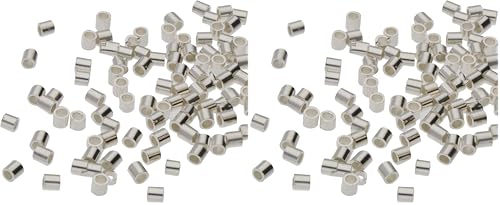 The Beadsmith Tube Crimp Beads, 2 x 2mm, 100 Pieces, Silver Color, Uniform Cylindrical Shape, No Sharp Edges, Designed to Secure The Ends of Jewelry Stringing Wires and Cables (Pack of 2) - color: Silver Plate, size: 2MM x 2MM - 100 pcs (Pack of 2)