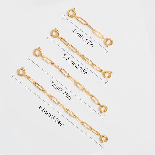 Gold Necklace Extenders for Women 14k Extender Chain for Bracelet Anklet Waist for Jewelry Making 4Pcs - color: gold A