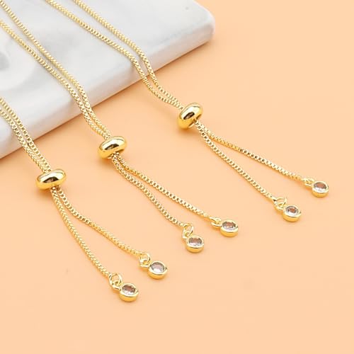 4pcs Adjustable Slider Bracelet for Jewelry Making, Bracelet Extender Chains with Rhinestones Ends Slider Extender Chains for Women DIY Bracelets Jewelry Craft Supplies(18K Gold)