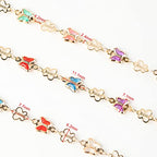 16.4 Feet Gold Plated Necklace Chain for Jewelry Making, Colorful Rhinestone Butterfly Cable Link Chain Bulk with Open Jump Rings and Lobster Clasps - color: Colorful Butterfly- Gold