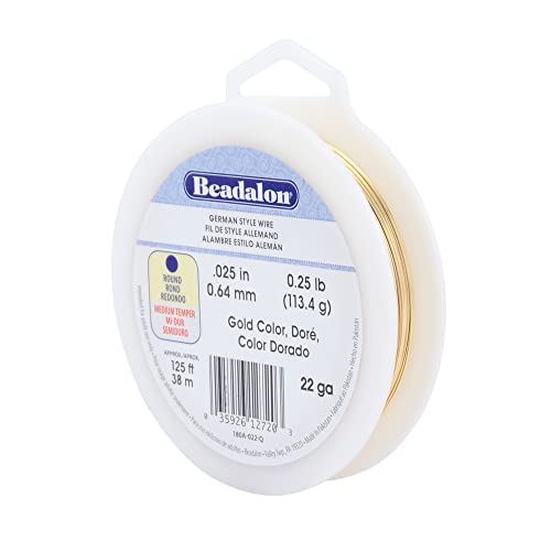 Beadalon German Style Wrapping Wire, Round, Gold Color, 22 Gauge, 125 ft - color: Gold, size: 22 gauge / 125 ft