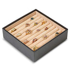 Glenor Co Ring Organizer Tray - Holds 54 Rings - Stackable Jewelry Storage Tray - Display on Dresser or Drawer - Compatible with Other Trays - Black - size: Square - Ring Slot
