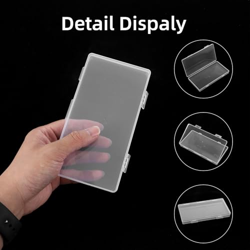 3pcs Mini Plastic Storage Box with Hinged Lid, 6.5x3.3in Clear Rectangle Dustproof Organizer Case Small Clear Plastic Storage Containers Box for Jewelry, Beads, Crafts, Game Pieces, Business Cards
