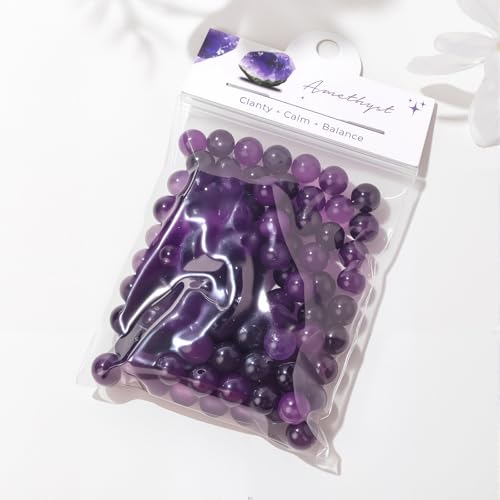 Raicegs 100pcs 8mm Amethyst Beads Natural Gemstone Beads Round Loose Beads for Jewelry Making DIY Bracelets Necklace - color: Amethyst, size: 8mm Round
