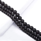 AD Beads Natural Gemstone Round Loose Beads 15" for Bracelet Necklace Earrings Jwelery Making Crafts DIY (4mm, Black Lava Stone) - color: Black Lava Stone, size: 4mm
