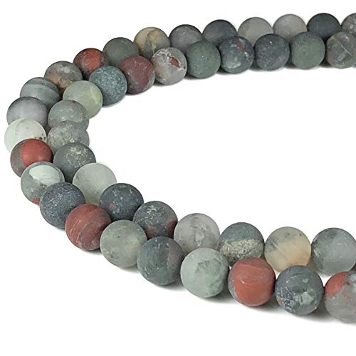 ABCGEMS Velvet-Matte-Finished African Setonite Blood Stone Beads (Enhance The Stone's Inherent Texture and Nature Hues with a Non-Glare Aesthetic) Smooth Round 8mm (Non-Shiny) - color: Setonite AKA Blood Stone (From Africa)