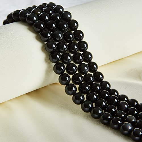 60pcs 6mm Black Obsidian Beads Natural Gemstone Beads Round Loose Beads for Jewelry Making - color: Black Obsidian, size: 6mm