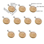 10 Wooden Base Glass Dome Pendants with Hollow Glass Cabochons Charms (25mm Dome, Wood Color) - size: 25mm Dome Wood Color