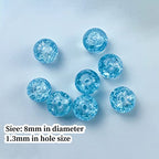 100pcs Crackle Glass Beads 8mm Round Crystal Glass Spacer Crafts Beads for Jewelry Making Necklace Bracelet Earrings DIY Crafts(Sky Blue) - color: Sky Blue, size: 8mm