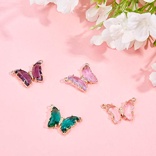 SUNNYCLUE 6Pcs Butterfly Charms Crystal Glass Beads Pendants Crystal Gemstone for Jewelry Making DIY Crafts Accessories - color: 1 Box 6pcs Butterfly Connector Charms 23.5x16.5mm