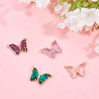 SUNNYCLUE 6Pcs Butterfly Charms Crystal Glass Beads Pendants Crystal Gemstone for Jewelry Making DIY Crafts Accessories - color: 1 Box 6pcs Butterfly Connector Charms 23.5x16.5mm