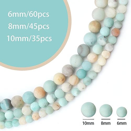 35pcs 10mm Natural Matte Amazonite Beads Energy Healing Crystal Round Loose Stone Beads for Jewelry Making, DIY Bracelets Necklaces - color: Matte Amazonite, size: 10mm