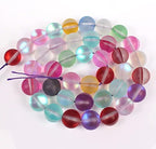 48PCS 8mm Natural Coloful Mystic Aura Quartz Gemstone Frosted Matte Titanium Rainbow Round Loose Beads 15 inch Full Strand Crystal Healing Power Quartz - color: Mix Color Mystic Aura, size: 8mm