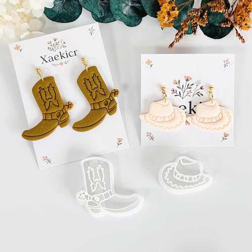 Xaekicr Western Theme Polymer Clay Cutters Set – 3PCS Cowboy Hat Boot Cactus Clay Earring Cutters, Polymer Clay Molds and Tools for DIY Jewelry Making - color: Z color
