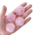 4PCS Hand Carved Natural Crystal Rose Flower Figurines Decor Set Drilled Flower Stone Kit for DIY, Jewelry Making, Rose Quartz