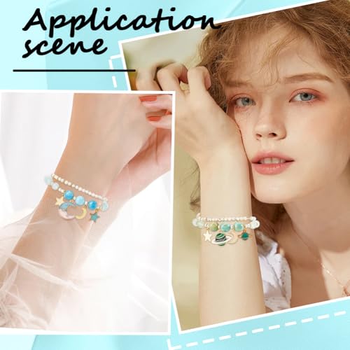 SUNNYCLUE 1 Box 4 Sets Moon Bracelets Making Kits Multi Bracelet Set Bohemian Multilayer Bracelets Stars Planet Crescent Charms Glass Beads for Jewelry Making Kits Adults Adult Supplies - style: Star & Moon