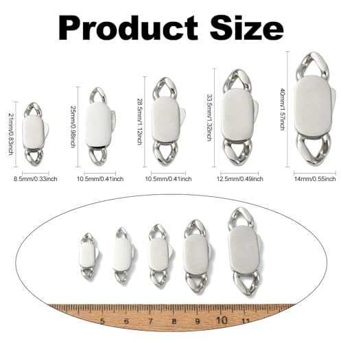 DanLingJewelry 5Pcs 5 Sizes Release Stainless Steel Buckle Clasps Metal Spring Cuban Link Clasps for DIY Bracelet Necklace Chain Jewelry Making - color: 5pcs - cuban clasps