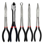 5-Piece 11" Extra Long Needle Nose Pliers Set with Insulated Comfort Grip, Straight Long Reach Plier, 45/90°Bent Nose Pliers,O-shaped nose plier,Diagonal Plier for Bending Shaping Trimming - size: 5Pcs-Straight/45/90