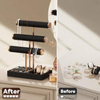 Abiglifty 3 Tier Necklace Holder Display, Jewelry Organizer, Jewelry Stand, Bracelet Display, Necklace Organizer, Bracelet holder, Jewelry Display for Necklace, Watches, Rings, Black - color: Black