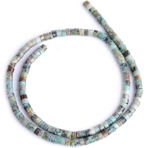 155pcs 4x2mm Natural African Turquoise Heishi Disc Rondelle Spacer Stone Semi Precious Gemstone Loose Beads for Jewelry Making 15 Inch - color: African Turquoise, size: 4x2mm